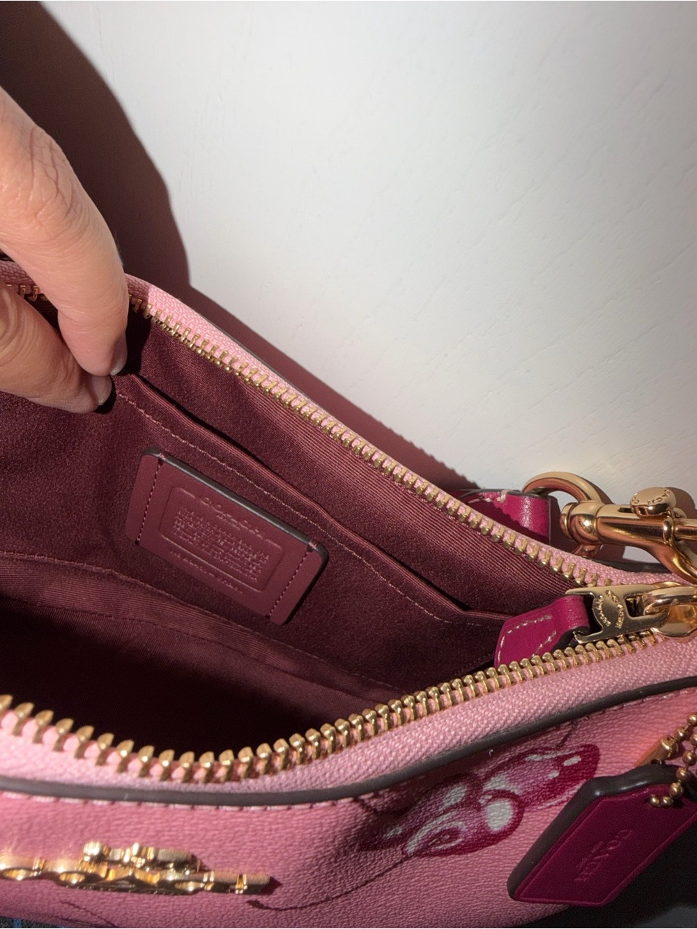 Coach Pink Cherry Print Shoulder Bag with Magenta Trim - Picture 5 of 7